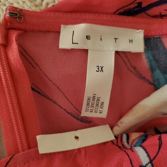 Leith Floral Flounce Detail Dress in Pink Magenta Inked Iris - NEW - Picture 12 of 13